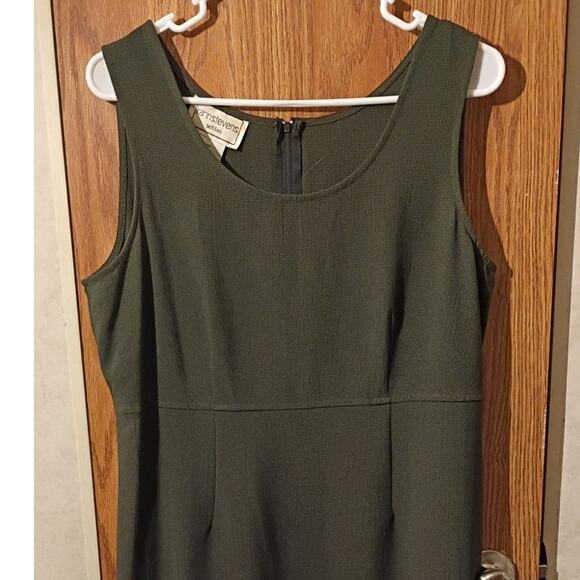 Vntg karin stevens petites green check dress midi maxi sheath career 10p y2k - Picture 2 of 7